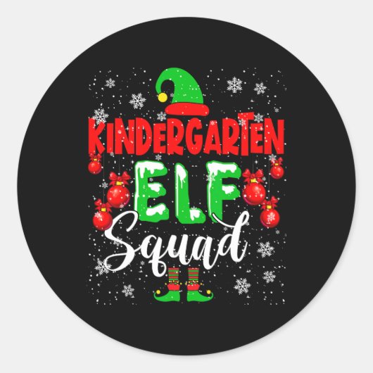 Kindergarten Elf Squad Funny Christmas Elf Kinder  Runder Aufkleber (Vorderseite)