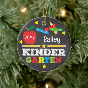 Kindergarten Farbige Khalk Keepake Kinder Foto Keramik Ornament