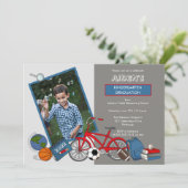 Kindergarten Foto Boy Graduation Party Einladung (Stehend Vorderseite)