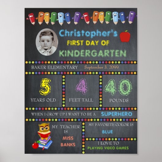 Kindergarten-FOTO, Chalkboard Poster (Vorne)