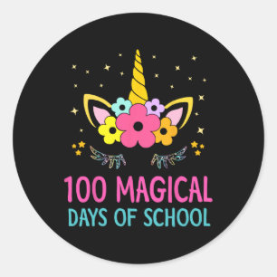 Kindergarten für Mädchen 100 magische Tage 1 Runder Aufkleber