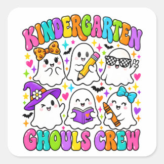 Kindergarten-Geister-Crew Farbige Süße Geister Quadratischer Aufkleber