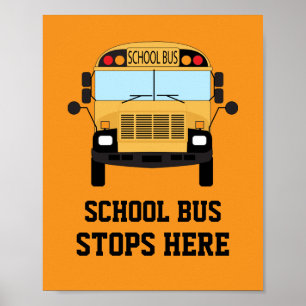 Kindergarten Gelbe Schulbushaltestelle hier Gewart Poster