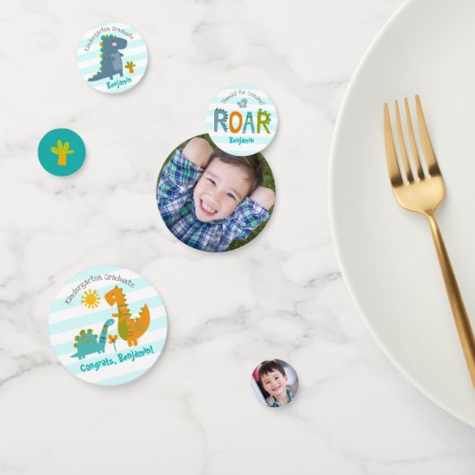 Kindergarten Graduation Blue Dinosaur Boy 2 Photo Konfetti (Gruppe)