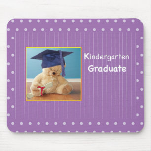 Kindergarten Graduation Teddy Bear on Purple Mousepad