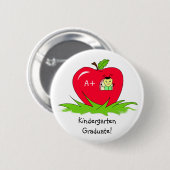 Kindergarten-graduierte rote Apple-Glückwünsche Button (Vorne & Hinten)