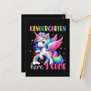 Kindergarten Hier Komme Ich Einhorn Zurück zur Sch Feiertagspostkarte