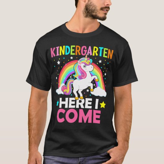 Kindergarten Hier komme ich Niedlich Unicorn 1St D T-Shirt (Vorderseite)