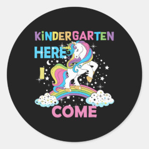 Kindergarten Hier komme ich zum Kindergarten Girl Runder Aufkleber