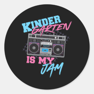 Kindergarten ist mein Ding - Vintage 80er Boombox Runder Aufkleber