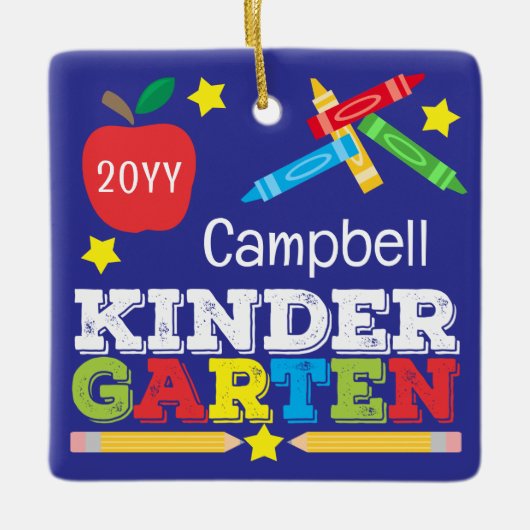 Kindergarten Keepake Lila farbiges Foto Kinder Keramikornament (Vorderseite)