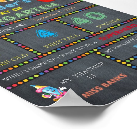 Kindergarten Kindergarten Sign BOY, Chalkboard 2 Poster (Ecke)