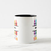 Kindergarten Lehrer Bunte Crayons Personalisiert Zweifarbige Tasse (Mittel)