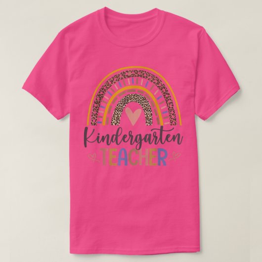 Kindergarten Lehrer Leopard Boho Rainbow Zurück  T-Shirt (Design vorne)