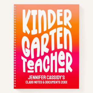 Kindergarten Lehrer Orange Red Ombre Notizblock