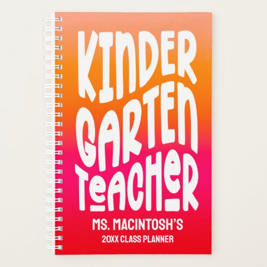 Kindergarten Lehrer Orange Red Ombre Planer (Vorderseite)