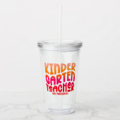 Kindergarten Lehrer Orange Red Ombre Text Design Acryltrinkbecher (Vorderseite)