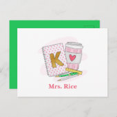 Kindergarten Lehrer Pink Dot Preppy Book Coffee Postkarte (Vorne/Hinten)