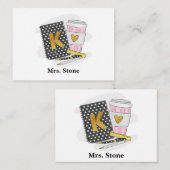 Kindergarten Lehrer Preppy Black Notebook-Kaffee Mitteilungskarte (Vorne/Hinten)