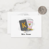 Kindergarten Lehrer Preppy Black Notebook-Kaffee Mitteilungskarte (Vorderseite/Rückseite Beispiel)