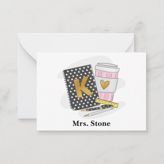 Kindergarten Lehrer Preppy Black Notebook-Kaffee Mitteilungskarte (Rückseite)