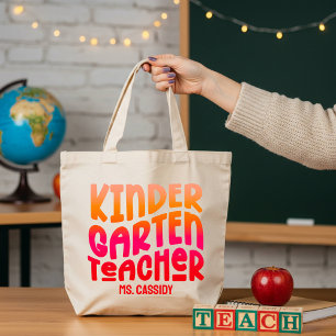 Kindergarten-Lehrer Rot Orange Ombre Tragetasche
