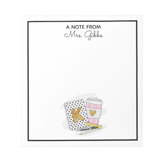 Kindergarten Lehrerbewertung Weiß Notizblock (Vorderseite)