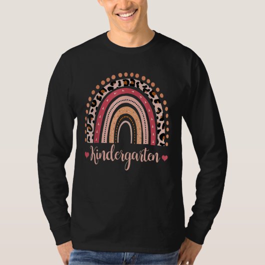 Kindergarten Lehrerin Boho Regenbogenleopard zurüc T-Shirt (Vorderseite)