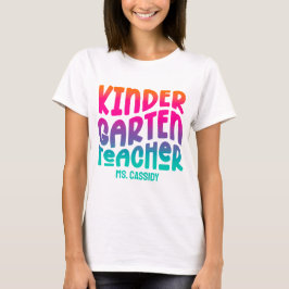Kindergarten Lehrerin farbenfrohe Ombre Text T-Shirt