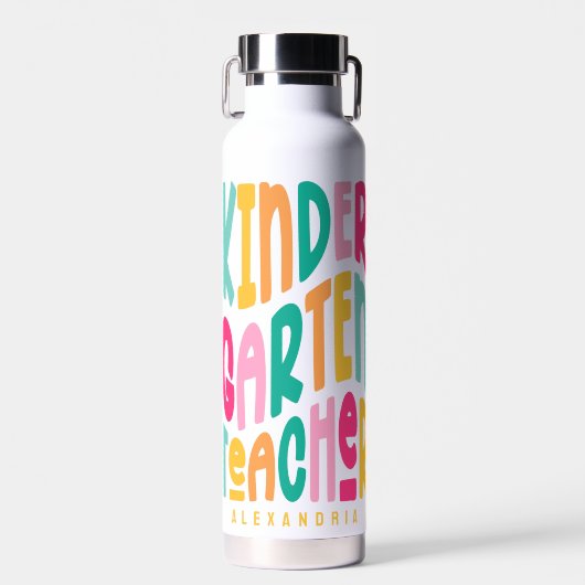 Kindergarten Lehrerin farbenfrohe Textgestaltung Trinkflasche (Vorne)