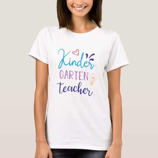 Kindergarten Lehrerin Typografie T-Shirt (Vorderseite)