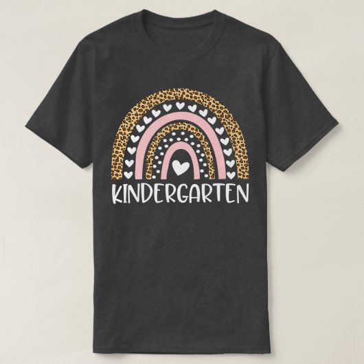 Kindergarten Leopard Rainbow Teacher Zurück T-Shirt (Design vorne)