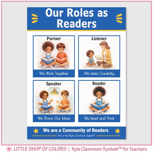 Kindergarten-Leserollen-Lehrer-Anker-Diagramm Poster