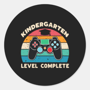 Kindergarten Level Complete Gamer Boy Kinder Gradu Runder Aufkleber