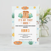 Kindergarten Mein erster Rodeo Cowboy Einladung (Stehend Vorderseite)