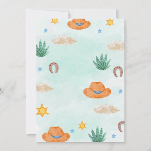 Kindergarten Mein erster Rodeo Cowboy Einladung (Rückseite)