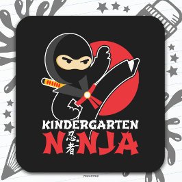Kindergarten Ninja Kick ersten Tag zurück zur Schu Quadratischer Aufkleber