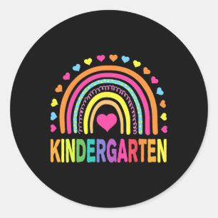 Kindergarten Regenbogen Mädchen Jungen Lehrer Team Runder Aufkleber