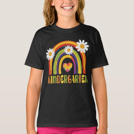 Kindergarten Regenbogen Zurück zu Schullehrern T-Shirt (Vorderseite)