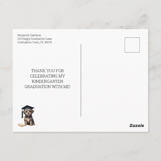 Kindergarten Scruffy Welpe Danke Post Card Postkarte (Rückseite)