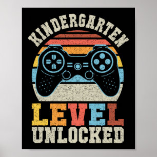 Kindergarten-Spielerlevel Unlock Gamer 1. Schultag Poster