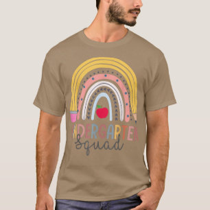 Kindergarten Squad Funny Boho Rainbow Teacher Stud T-Shirt