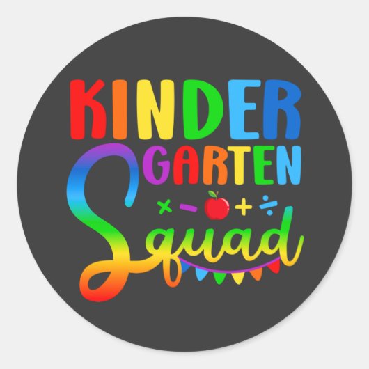 Kindergarten Squad Zurück zur Schule Runder Aufkleber (Vorderseite)