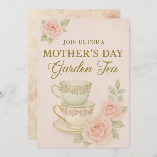 Kindergarten Tea Einladung | elegant (Vorne/Hinten)