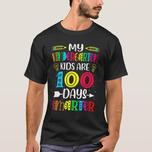 Kindergarten Teacher 100 Days Smarter 100th Day Of T-Shirt (Vorderseite)