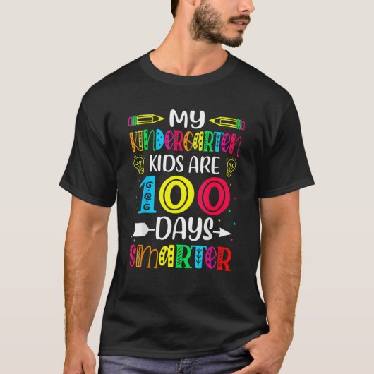 Kindergarten Teacher 100 Days Smarter 100th Day Of T-Shirt (Vorderseite)