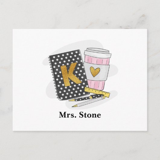 Kindergarten Teacher Black Notebook Kaffee Custom Postkarte (Vorderseite)