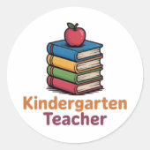 Kindergarten Teacher Cute Books Apple Sticker Teac (Vorderseite)