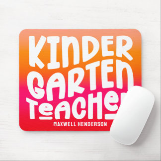 Kindergarten Teacher Orange Red Ombre Mousepad