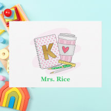 Kindergarten Teacher Preppy Notebook-Kaffee